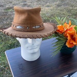 Brown Leather Cowboy Hat